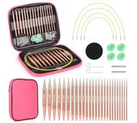 Coopay Set di ferri circolari intercambiabili, da 3,0 a 10,0 mm (40 cm/60 cm/80 cm/100 cm), ferri da maglia circolari con custodia, ferri circolari intercambiabili, colore oro rosa