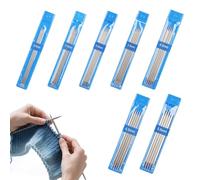 Coopay Set di ferri da maglia, 15 cm, doppie punte con fermaglio, 35 pezzi, leggeri e dritti, 2,0 - 5,0 mm, corti per calze a maglia e principianti