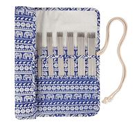 Coopay Set di Ferri da Maglia a Doppia Punta, 11 paia di Ferri da Maglia in Acciaio Inossidabile da 20cm con Confezione in Rotolo, 2mm - 6,5mm, Ferri da Maglia in Metallo per Calze, Maglioni