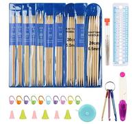 Coopay Set di ferri da maglia in bambù, 2,0-6,5 mm, a doppia punta, con accessori, 50 pezzi, leggeri e dritti, 20 cm, per calzini e principianti