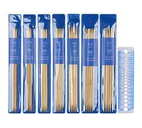 Coopay Set di ferri da maglia in bambù, 20 cm, doppie punte con fermaglio, 35 pezzi, leggeri e dritti, 2,0 - 5,0 mm, corti per calze a maglia e principianti