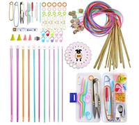 Coopay Set di Uncinetti Tunisini, include 11 pezzi Tunisino Afgano Ferri da Maglia in Metallo 2-8 mm per Principianti Adulti, 120cm di Tunisino Uncinetti in Bambù con Cavi in Plastica, 3-10 mm