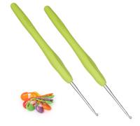 Coopay Uncinetti da 2,0 mm, 2 uncinetti in metallo, ergonomici con impugnatura morbida per mani artritiche, manico in TPR per principianti e professionisti, comodo uncinetto da 2 mm