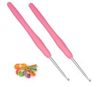 Coopay Uncinetti da 3,0 mm, 2 uncinetti in metallo, ergonomici con impugnatura morbida per mani artritiche, manico in TPR per principianti e professionisti, comodo uncinetto da 3 mm