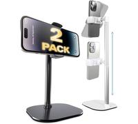 COOPER ChatStand 2-Pack - Supporto per cellulare regolabile in altezza per scrivania | Ruotabile, inclinabile, supporto telescopico 9-14" per visualizzazione a livello occhi (Nero/Bianco, 2pz)