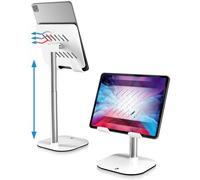 COOPER TabHolder, Supporto Tablet Regolabile in Altezza 7-10", Stand iPad da Scrivania Premium, Supporto Portatile per Monitor 15,6-17" con Inclinazione 270°, per iPad, Kindle, Samsung - Bianco