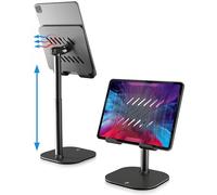 COOPER TabHolder, Supporto Tablet Regolabile in Altezza 7-10", Stand iPad da Scrivania Premium, Supporto Portatile per Monitor 15,6-17" con Inclinazione 270°, per iPad, Kindle, Samsung - Nero Notte