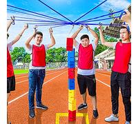 Cooperative Building Tower Game per bambini, migliora il lavoro di squadra e l'apprendimento, perfetto per feste di compleanno e giornate sul campo, include borsa per il trasporto, 10 pezzi