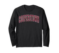 Cooperstown New York Souvenir College Style Testo Rosso Maglia a Manica