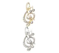 COOPHYA 2 Pezzi Spilla da Donna Design con Pietre a Forma di Nota Musicale in Lega Argento Fermaglio Sicuro e Raffinato per Concerti e Recital
