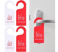 COOPHYA 4 Pezzi Cartelli Appendichiavi per Porte Hotel in PVC Doppia Faccia Non Disturbare Pulisci Camera Resistente per Alberghi e Bar