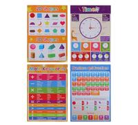 COOPHYA 4 Pezzi di Decorazioni per La Cameretta Dei Bambini: Poster Educativi per Bambini in Formato A3 - Poster Educativo per La Prima Infanzia con Flashcard di Matematica E Grafico da Parete