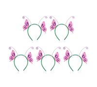 COOPHYA 5 pezzi di cerchietto a forma di farfalla: cerchietto per capelli con antenna per bambini - costume da farfalla per foto per feste di compleanno di Natale