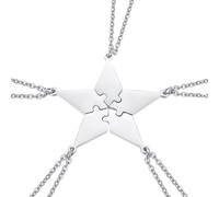 COOPHYA Collana Puzzle Ciondoli a Cinque Punte in Acciaio Inossidabile Set 5 Pezzi Accessori Gioielli per Donne Amiche e Famiglia per Uso Quotidiano
