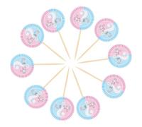 COOPHYA Decorazioni per Torte e Cupcake Gender Reveal, Set da 32 Pezzi in Carta Sicura per Feste di Rivelazione del Sesso, Accessori per Dessert e Forniture per Eventi