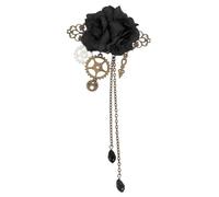 COOPHYA Fermaglio per Chioma Meccanico a Forma di Rosa Ingranaggi Stile Steampunk, Accessori per Chioma Cosplay Lolita Neri, Clip per Feste, Matrimoni e Acconciature Gotiche