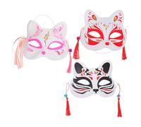 COOPHYA Maschera da gatto 3 pezzi: maschere giapponesi decorative dipinte a mano per feste in maschera, feste e cosplay - comode per adulti e bambini - migliora il tuo costume