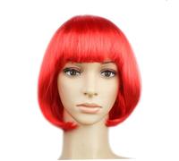 COOPHYA Parrucca Bob Corta Rossa per Donna, Stile Cosplay con Chioma Liscia, per Feste e Travestimenti, Colore Rosso Intenso