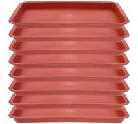 COOPHYA Piattini Rettangolari Rossi per Vaso, Set 8 Pezzi in Plastica | Bacino Raccogligocce, Riduce lo Scorrimento del Contenitore, Finitura che Non Sbiadisce Facilmente