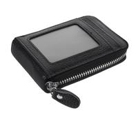 COOPHYA Portacarte per Carte di Credito in Pelle Autentica con Zip, Compatto e Sicuro, per Viaggio, Custodia Nera per Uomo Organizer per Carte
