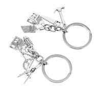 COOPHYA Portachiavi Creativi a Tema Edificio 2 Pezzi in Lega Argento Forma Martello e Righello, Portachiavi Multifunzionale per Chiavi e Accessorio per Zaino o Cellulare