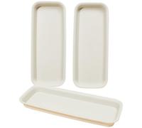 COOPHYA Set 3 Pezzi Sottovaso Rettangolare in Plastica Bianco, Leggero e Resistente agli Urti, Come Basi Fioriere per Piante da Giardino