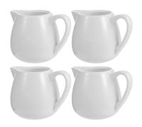 COOPHYA Set 4 Pezzi di Versatori per Salsa in Ceramica Bianca da 50ml, Leggeri e Facili da Trasportare, per Servire Salse Calde e Latte a Casa al Bar