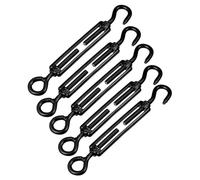 COOPHYA Set 5 Tenditori a Vite M5 in Acciaio Inossidabile 304 Nero Elettroforesi per Cavi Metallici, Regolatore di Tensione per Vela Ombreggiante, Funi e Fili Accessori per Uso Domestico