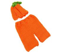 COOPHYA Set Completo Ragazzo Ragazza 0-1 Mesi in Lana Cotone Maglione e Cappello a Forma di Zucca Arancione per Costume Delicato e Accessori per Foto Halloween