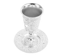 COOPHYA Set di Calici Kiddush per Shabbat in Lega di Zinco Argento, Bicchiere Elegante e Versatile per Riti Festivi Ebraici, Coppa Decorativa e Raffinata per Cerimonie