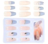 COOPHYA Set Unghie Finte Donna Punte Adesive Colla Resistente Unghie Decorative Trasparenti Blu Chiaro per Manicure Salone Bellezza Feste Matrimoni