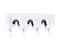COOPHYA Supporto da Parete Porta Scope e Mop Bianco con Slot Sfera e Ganci Retrattili Organizer Multiuso per Garage Giardino Cucina e Armadio