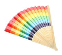 COOPHYA Ventaglio Pieghevole Manici Bamboo, Ventilatore Portatile Arcobaleno, Accessorio Unico per Performance Teatrali e Rinfresco Estivo