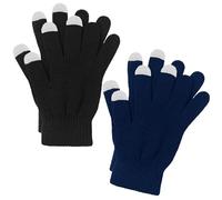 Cooraby 2 paia di guanti magici invernali per touch screen, da uomo o da donna, caldi guanti lavorati a maglia, per scrivere e scrivere messaggi (nero, blu navy, S)