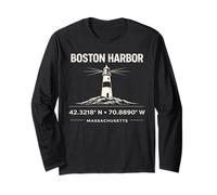 Coordinate del Faro di Boston Harbor Massachusetts Maglia a Manica