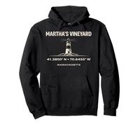 Coordinate del Faro di Marthas Vineyard Massachusetts Felpa con Cappuccio