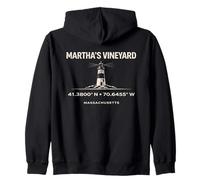 Coordinate del Faro di Marthas Vineyard Massachusetts Felpa con Cappuccio
