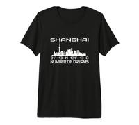 Coordinate GPS Cina Città Silhouette Skyline Shanghai Maglietta Premium