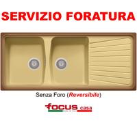 Lavello a 2 Vasche + Gocciolatoio da 116 x 50 cm Colore Terra di Francia Serie Spazio