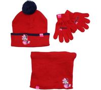 Coordinato cappello con pon pon scaldacollo e guanti Minnie Disney set 3 pezzi accessori per bambini taglia unica