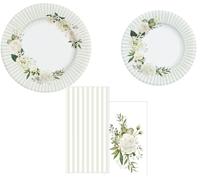 Coordinato festa FLORAL WHITE Peonie bianca piatti grandi e piccoli tovaglioli