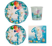 Coordinato feste tavola 1 Compleanno celeste bambino piatti bicchieri tovaglioli