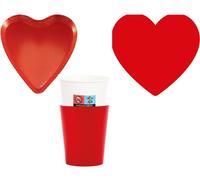 Coordinato feste tavola CUORE ROSSO San Valentino piatti bicchieri tovaglioli 32