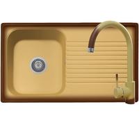 Coordinato lavello cucina provenza terra di francia 1 vasca con gocciolatoio 86 x 50 e miscelatore Roma Made in Italy