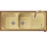 Coordinato lavello Provenza cm 116 x 50 2 vasche con gocciolatoio e miscelatore Roma Made in Italy