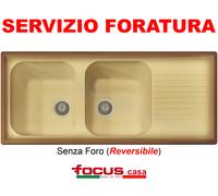 Lavello cucina Provenza cm 116x50 2 vasche e goc. Terra di Francia Made in Italy