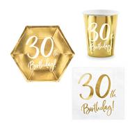 Coordinato tavola 30 Anni Oro Lucido feste piatti bicchieri tovaglioli
