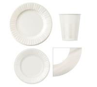 Coordinato tavola BIANCO PERLATO in carta compostabile - piatti bicchieri tovagl