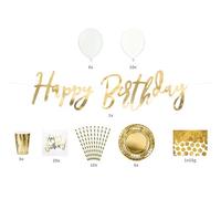 Coordinato tavola Compleanno ORO - Piatti, bicchieri, tovaglioli palloncini ecc.