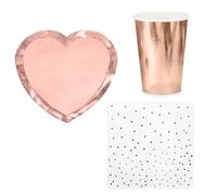 Coordinato tavola CUORE Rosa Gold feste bambini piatti bicchieri tovaglioli
